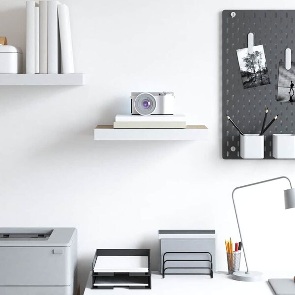 vidaXL Plutajuća zidna polica boja hrasta i bijela 40x23x3,8 cm MDF