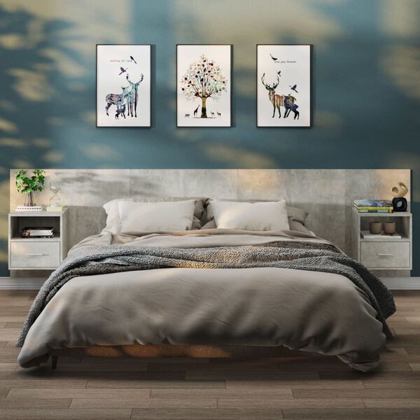 vidaXL Zidni noćni ormarići 2 kom siva boja betona