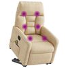 vidaXL Masažni naslonjač na podizanje krem od mikrovlakana