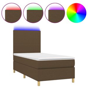 vidaXL Krevet box spring s madracem LED tamnosmeđi 80 x 200 cm tkanina
