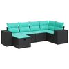 vidaXL 6-dijelni set vrtnih sofa s jastucima crni od poliratana