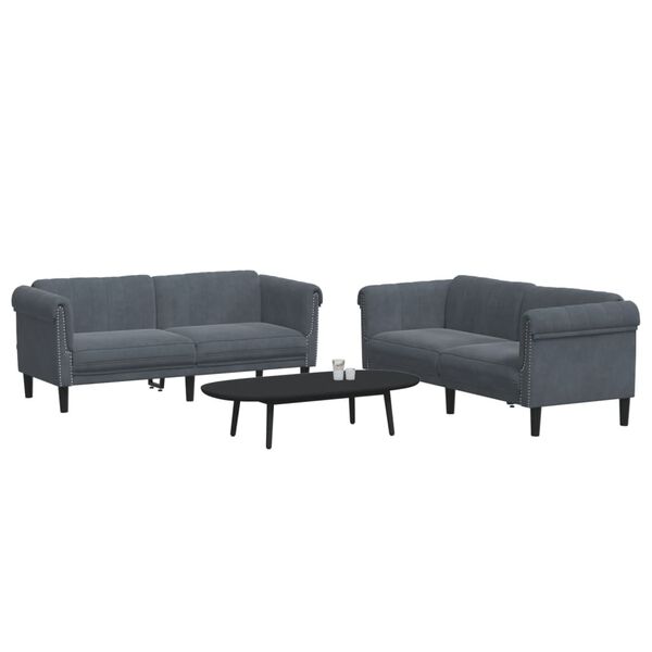 vidaXL 2-dijelni set sofa tamnosivi baršunasti