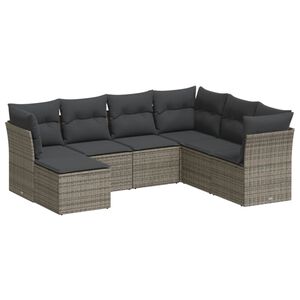 vidaXL 7-dijelni set vrtnih sofa sivi od poliratana