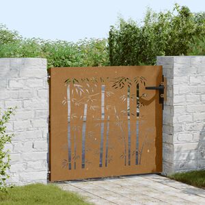 vidaXL Vrtna vrata 85x100 cm od čelika COR-TEN s uzorkom bambusa