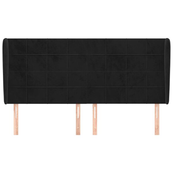 vidaXL Uzglavlje s u&scaron;ima crno 203x23x118/128 cm bar&scaron;unasto