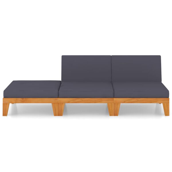 vidaXL 3-dijelna vrtna garnitura s jastucima masivno drvo bagrema