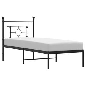 vidaXL Metalni okvir za krevet s uzglavljem crni 75x190 cm