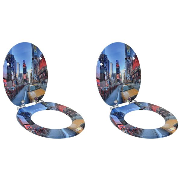 vidaXL WC daska 2 pcs &Scaron;areni 43,8 x 37,8 cm MDF ploča