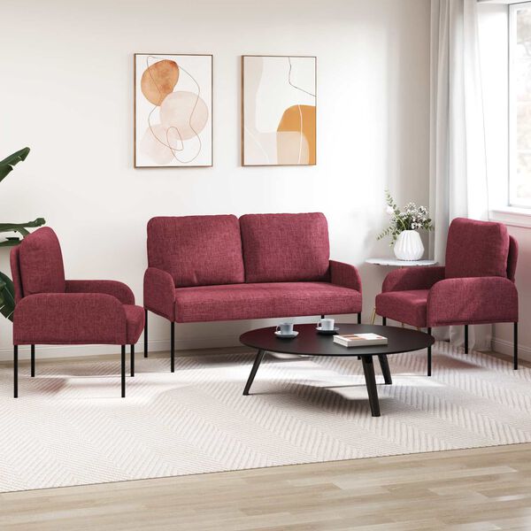 vidaXL Setovi sofa 3 pcs Vinska crvena 115 x 56 x 80 cm &Scaron;perploča