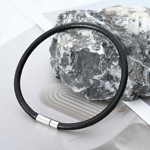 vidaXL Kožni konop Crna Ø5 mm x 50 m Koža