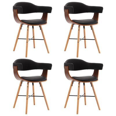 vidaXL Blagovaonske stolice crne 4 kom umjetna koža i savijeno drvo