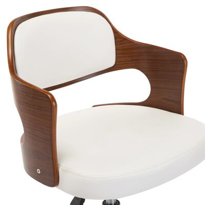 vidaXL Okretna blagovaonska stolica od drva i umjetne kože bijela