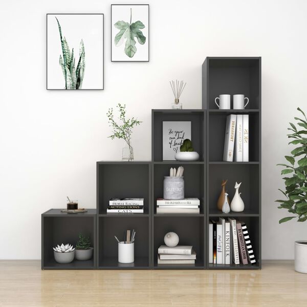 vidaXL 4-dijelni set TV ormarića sivi od konstruiranog drva