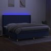 vidaXL Krevet box spring s madracem LED plavi 200x200 cm od tkanine
