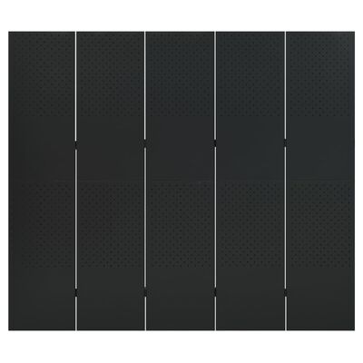 vidaXL Sobne pregrade s 5 panela 2 kom crne 200 x 180 cm čelične