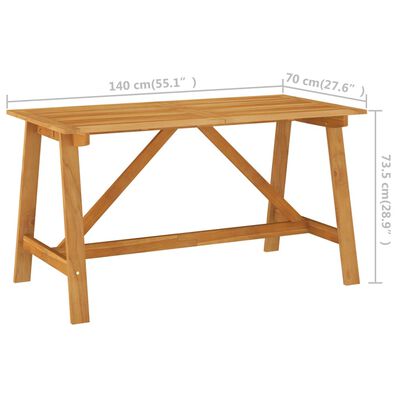 vidaXL Vrtni blagovaonski stol 140x70x73,5 cm od masivnog drva bagrema