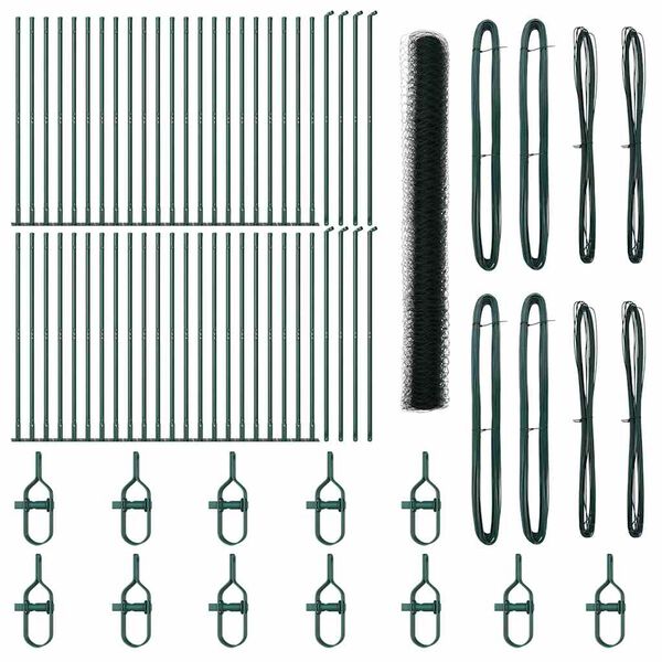 vidaXL Stup za ogradu Zelena 100 x 1,4 m (mreža od 50 mm) Čelik i PVC