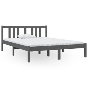 vidaXL Okvir za krevet od masivnog drva sivi 135 x 190 cm bračni