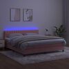 vidaXL Krevet box spring s madracem LED ružičasti 160x200cm bar&scaron;unasti