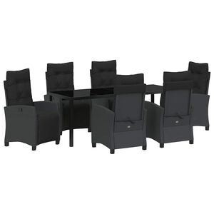 vidaXL Vrtni set za objed s jastukom 7 pcs Crna poliratan