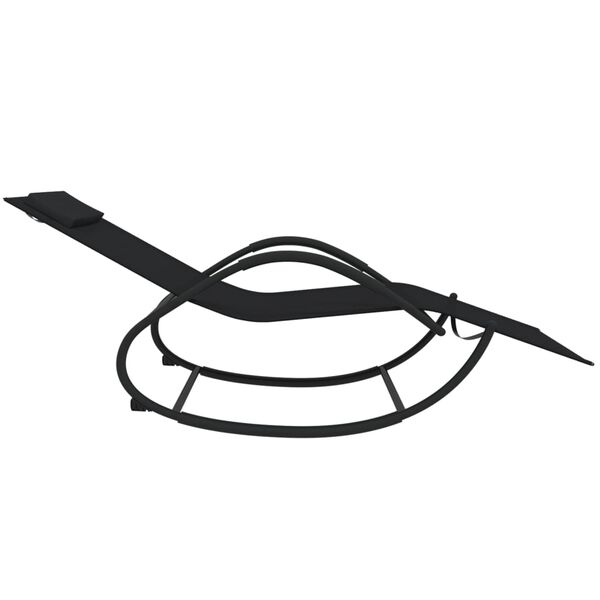 vidaXL Ljuljajuća ležaljka za sunčanje od čelika i tekstilena crna