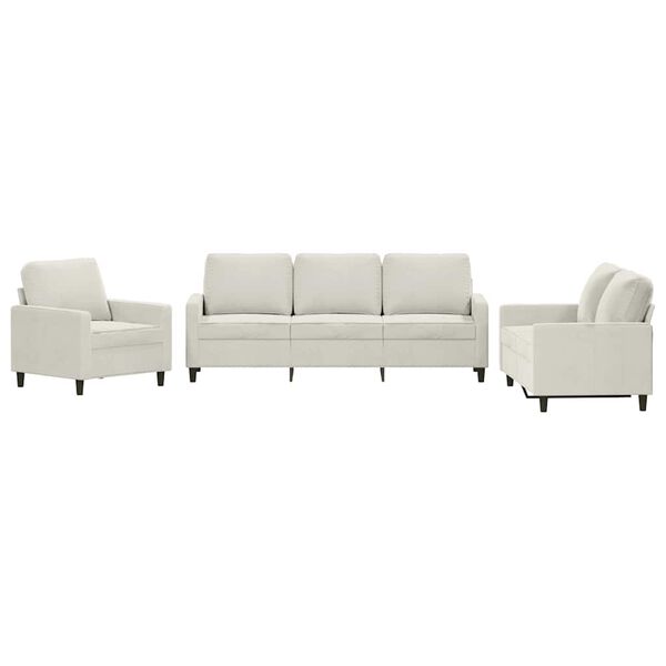 vidaXL 3-dijelni set sofa s jastucima krem bar&scaron;unasti