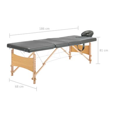 vidaXL Stol za masažu s 4 zone i drvenim okvirom antracit 186 x 68 cm