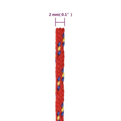 vidaXL Brodski konop crveni 2 mm 50 m od polipropilena
