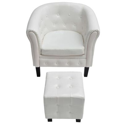 vidaXL Fotelja od umjetne kože s osloncem za noge bijela