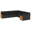 vidaXL 10-dijelni set vrtnih sofa s jastucima crni od poliratana