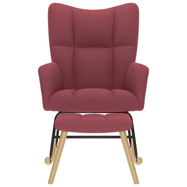 vidaXL Stolica za ljuljanje s osloncem za noge boja vina od tkanine