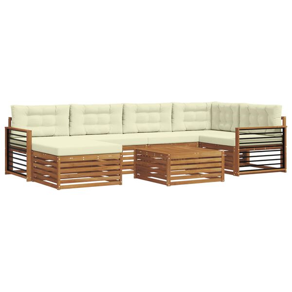 vidaXL Set vanjskih sofa s jastukom 7 pcs Prirodna i krem