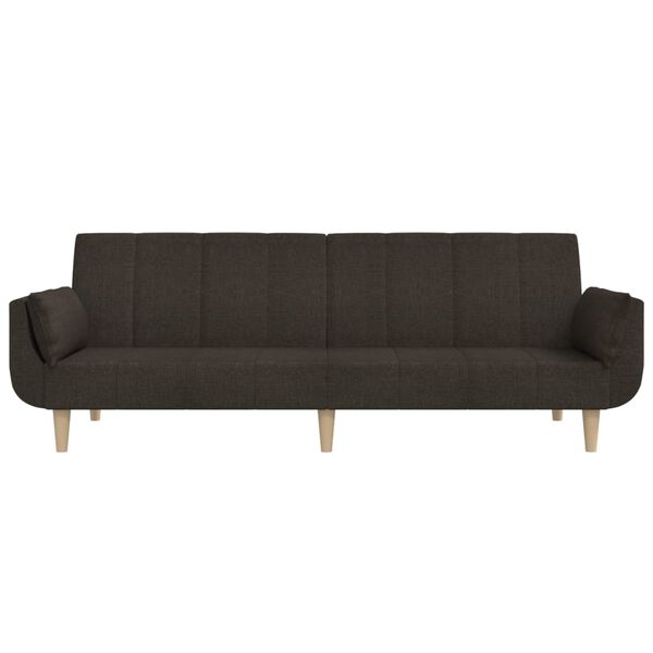 vidaXL Dvosjed na razvlačenje s dva jastuka tamnosmeđi od tkanine