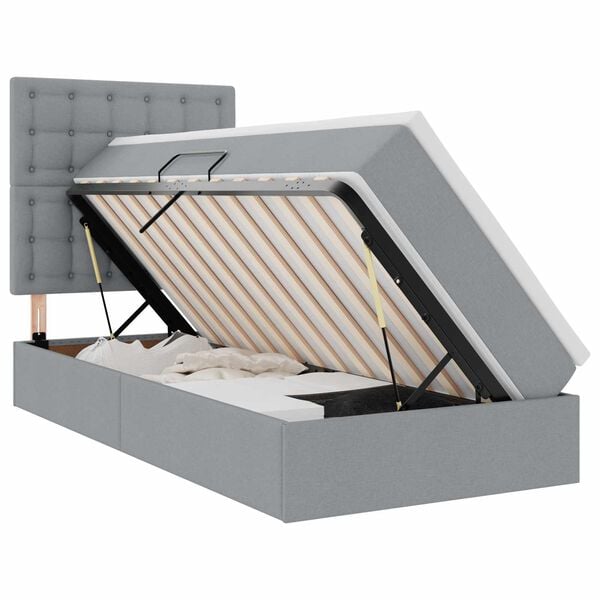 vidaXL Krevet s madracem i skladi&scaron;tem Svijetlo siva 90 x 190 cm