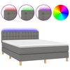 vidaXL Krevet box spring s madracem LED tamnosivi 140x200 cm tkanina