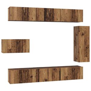 vidaXL Set TV komoda Zidne 8 pcs Staro drvo Konstruirano drvo
