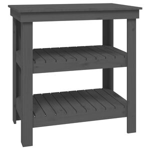 vidaXL Radni stol s policom Siva 78,5 x 50 x 80 cm Masivna borovina