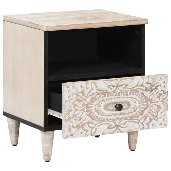 vidaXL Ormar za krevet Bijelo 40 x 33 x 46 cm Čvrsto drvo manga