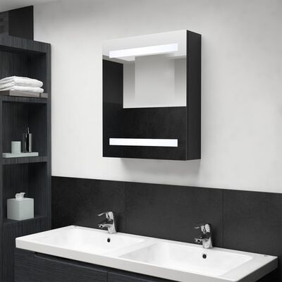 vidaXL LED kupaonski ormarić s ogledalom crni 50 x 14 x 60 cm