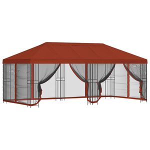 vidaXL Paviljon s bočnim stranama 6 x 3 m Terakota Poliester i čelik