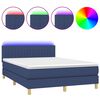 vidaXL Krevet box spring s madracem LED plavi 140x200 cm od tkanine