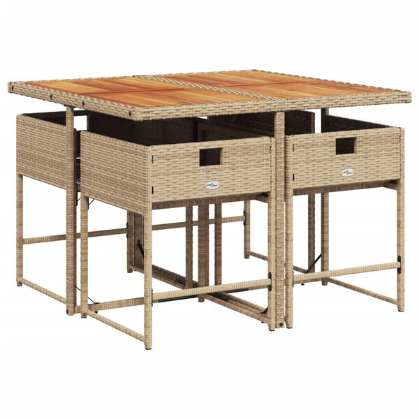 vidaXL 5-dijelni vrtni blagovaonski set od poliratana s jastucima bež