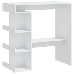 vidaXL Barski stol sa stalkom za pohranu bijeli 100x50x101,5 cm drveni
