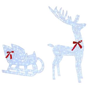 vidaXL Reindeer vuče saonice Hladna bijela 70 x 26 x 130 cm Akril