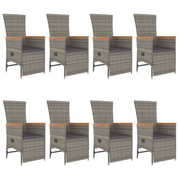 vidaXL 9-dijelni vrtni blagovaonski set sivi od poliratana