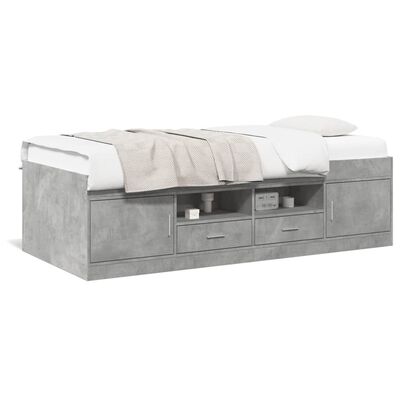 vidaXL Dnevni krevet s ladicama siva boja betona 75 x 190 cm drveni