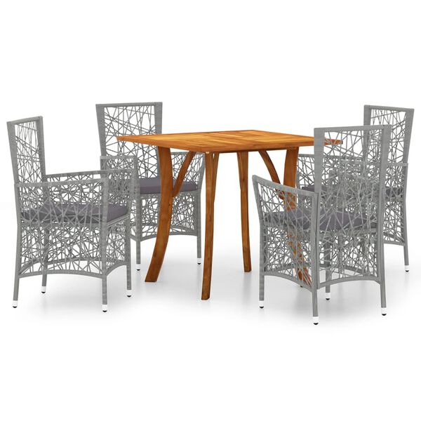 vidaXL 5-dijelni vrtni blagovaonski set sivi