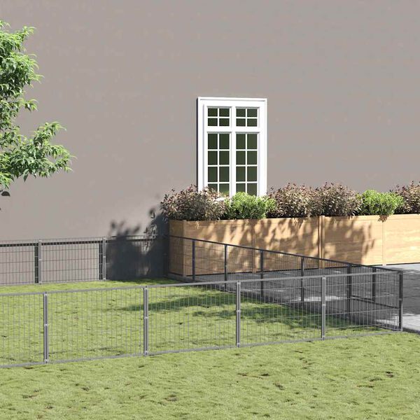 vidaXL Kavez za pse srebrni 36 m&sup2; čelični