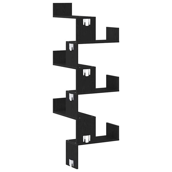 vidaXL Kutna polica Crni hrast 45 x 45 x 147 cm Konstruirano drvo