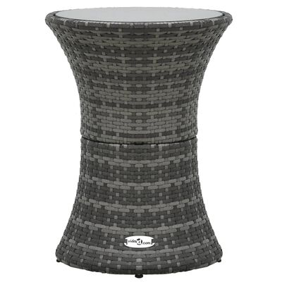 vidaXL Vrtni bočni stolić u obliku bubnja sivi od poliratana
